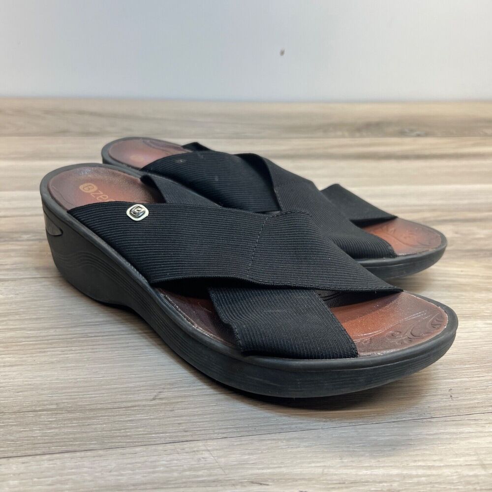 Bzees Desire Women’s Shoes Size 9 M Slip On Elastic‎ Black Fabric Sandals Black